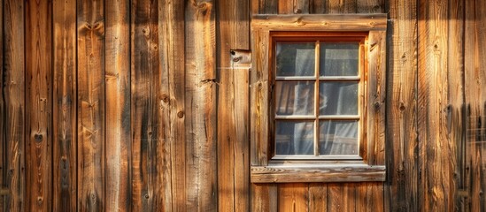 Aufkleber - Old brown wood window on wood wall. with copy space image. Place for adding text or design