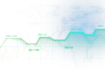 Poster - Abstract financial graph overlay on a world map, concept of global market analysis