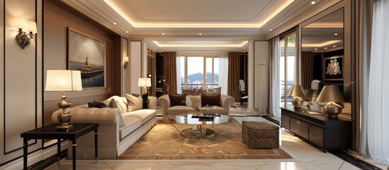 Poster - Elegant house interiors,Living room. with copy space image. Place for adding text or design