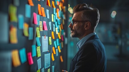 Poster - Businessman Brainstorming Innovative Solutions During Corporate Team Meeting