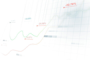 Aufkleber - An abstract financial chart with dotted lines and percentage markers on a soft, transparent grid background, depicting data analysis concept
