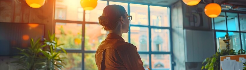 Poster - Businessperson Discussing Ideas at Startup Incubator in Modern Creative Setting