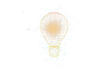 Poster - A digital light bulb with a mesh network design, on a white background, symbolizing ideas or innovation