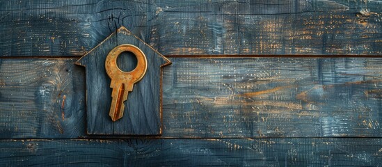 Aufkleber - Symbol of the house and stick the key in the keyhole. with copy space image. Place for adding text or design