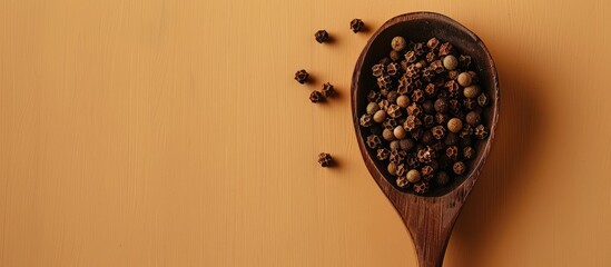 Aufkleber - clove on spoon pastel background Food  Isolated  Herb. with copy space image. Place for adding text or design