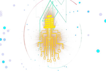Poster - Glowing lightbulb with a circuit pattern overlay on a white background, symbolizing creative ideas