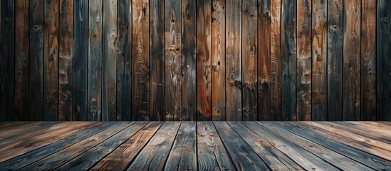 Poster - Wooden terrace wall texture background. style dark. with copy space image. Place for adding text or design