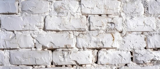 Poster - a wall of white bricks as a background. close-up. place for text. with copy space image. Place for adding text or design