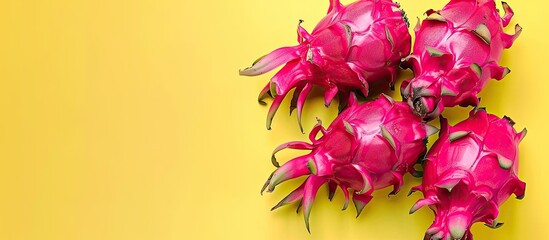 Aufkleber - Fresh dragon fruit on pastel background Food  Isolated. with copy space image. Place for adding text or design
