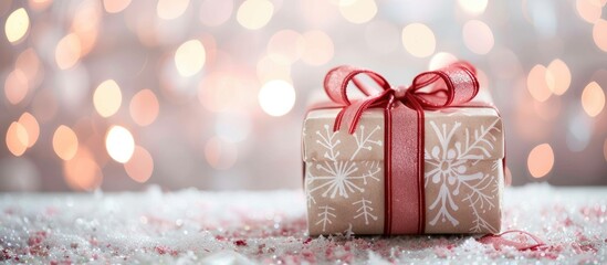 Poster - Gift Box.selective focus. pastel background  Christmas. with copy space image. Place for adding text or design