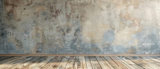 Poster - Floors and walls with wood frame for filling the text or image. with copy space image. Place for adding text or design