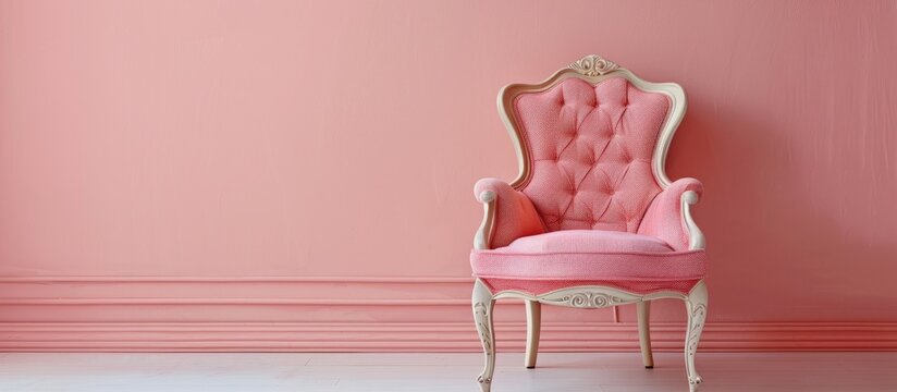 Antique Chair isolated with clipping path pastel background. with copy space image. Place for adding text or design