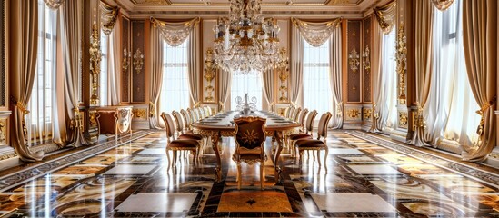 Aufkleber - Luxury baroque style dining room in a estate home. with copy space image. Place for adding text or design