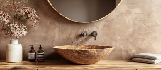 Poster - wood basin. with copy space image. Place for adding text or design
