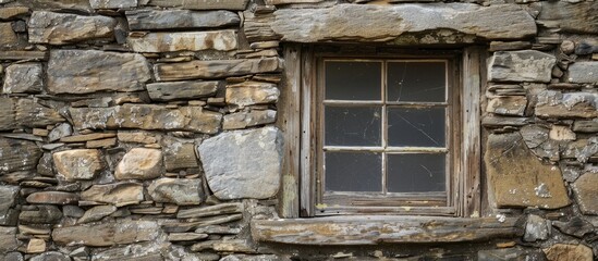 Aufkleber - Window in the old stone wall. with copy space image. Place for adding text or design