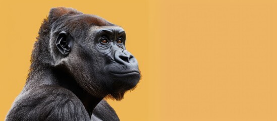 Aufkleber -  of a Gorilla, a herbivorous ape, Isolated on pastel background. with copy space image. Place for adding text or design