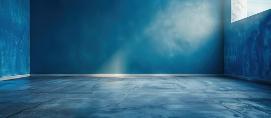 Aufkleber - Cement floor painted with blue. Interior paint for the interior home . with copy space image. Place for adding text or design