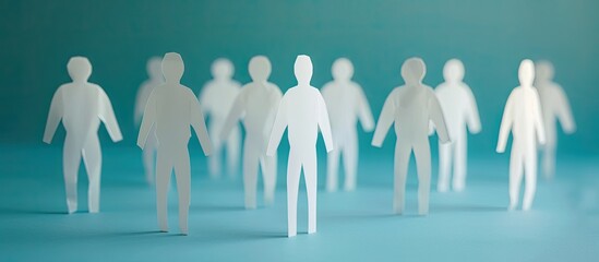 Poster - Crowdfunding Concept. Paper Cut Out Human Figures. Copy space image. Place for adding text or design