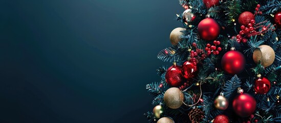 Aufkleber - Decorated Christmas tree. . with copy space image. Place for adding text or design
