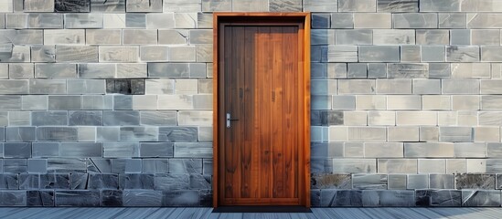 Poster - Modern looking wooden house door. with copy space image. Place for adding text or design