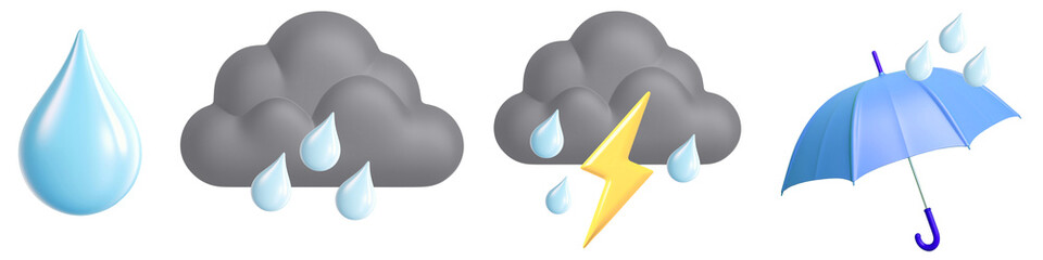 Wall Mural - 3d weather png cut out element set