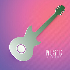 Canvas Print - Music Melody Poster Design with Guitar Isolated on Gradient Background.