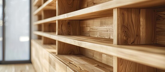 Aufkleber - wooden Cabinet in the style of minimalism, wooden furniture, solid wood. with copy space image. Place for adding text or design