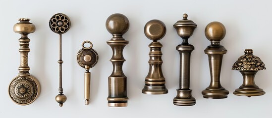 Aufkleber - Cabinet handles and knobs isolated on the white background. Cabinet Hardware. Kitchen knobs. Hardware Collection. Fittings for furniture. with copy space image. Place for adding text or design