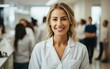 © imagineRbc - A woman in a white lab coat is smiling and posing for a photo. She is surrounded by other people, some of whom are also smiling. Scene is cheerful and friendly