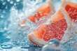 © Vuk - Crisp image of grapefruit slices surrounded by a dynamic splash of water, highlighting freshness and vitality