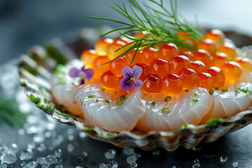 Wall Mural - Grilled Scallops with Salmon Caviar