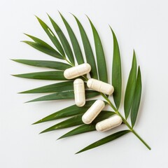 Canvas Print - High-resolution photo of saw palmetto supplement isolated on white background