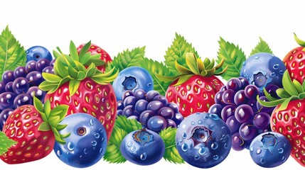 Wall Mural - Fresh Berries in Watercolor Style