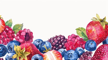 Wall Mural - Watercolor Painting of Assorted Berries