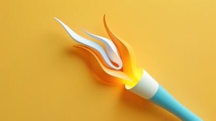 Modern Torch on Yellow Background