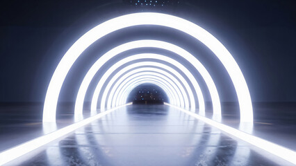 white background 3d room light abstract space technology tunnel stage floor. empty white future 3d n