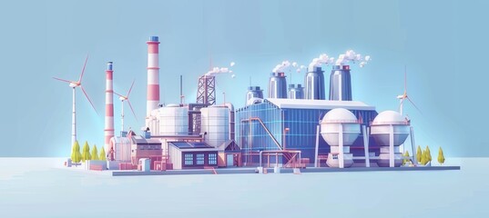 Wall Mural - Illustration of a hydrogen renewable energy production pipeline, emphasizing the concept of hydrogen as a clean energy source