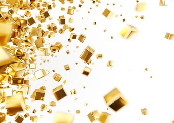 Poster - A banner layout with gold metal cubes and realistic modern illustration