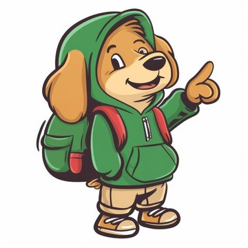 A dog in clothes showing the thumbs up, a modern for a logo or sticker.