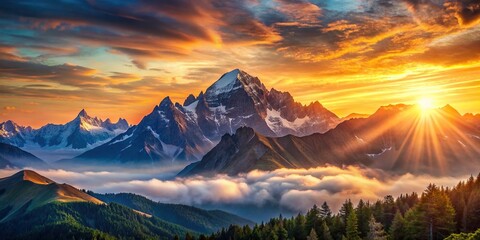 Beautiful sunrise over the majestic mountains , sunrise, mountains, nature, landscape, scenic, morning, peaceful, tranquil, horizon