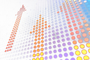 Poster - Colorful dots forming a arrows on a white background, showcasing a progress