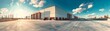 © ParinApril - A modern industrial warehouse exterior with a wide angle view under a clear sky