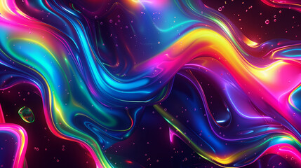 Poster - The colorful neon background exudes psychedelic energy, where intense colors and fluid movements create a hypnotizing atmosphere.