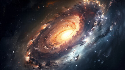 spiral galaxy in infinite space. impressive swirls and colorful explosions remind us of the power an