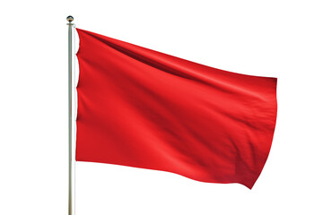 Poster - A red flag waving on a plain white background, symbolizing concepts such as signal, nationalism, or protest. 3D Rendering
