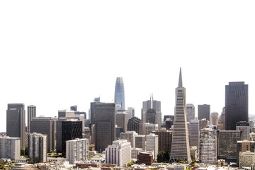 Aufkleber - San Francisco skyline with various buildings, a clear style on a white background
