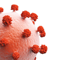 Aufkleber - A stylized representation of a virus structure in pink and red against a white background, depicting the concept of disease. 3D Rendering