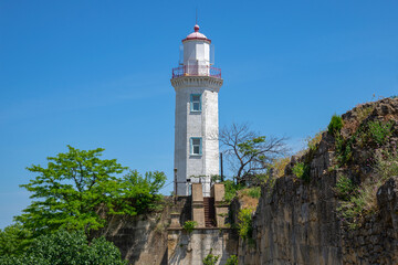 Wall Mural - The Derbent White Lighthouse is the southernmost lighthouse in Russia. Republic of Dagestan