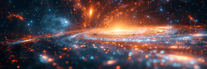 Canvas Print - a spiral galaxy with glowing stars and cosmic dust, illustrating the vastness and beauty of the univ