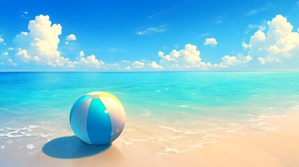 Summer Beach Ball Japanese Anime Style Poster Wallpaper
